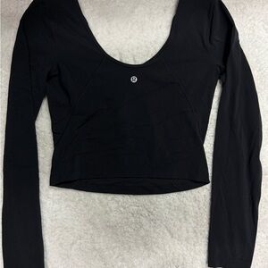 lululemon athletica Black Long Sleeve Scoop-Neck Crop Top